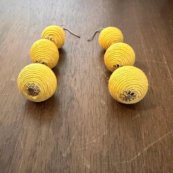 Yellow Triple-Bead Drop Earrings - Picture 2 of 4